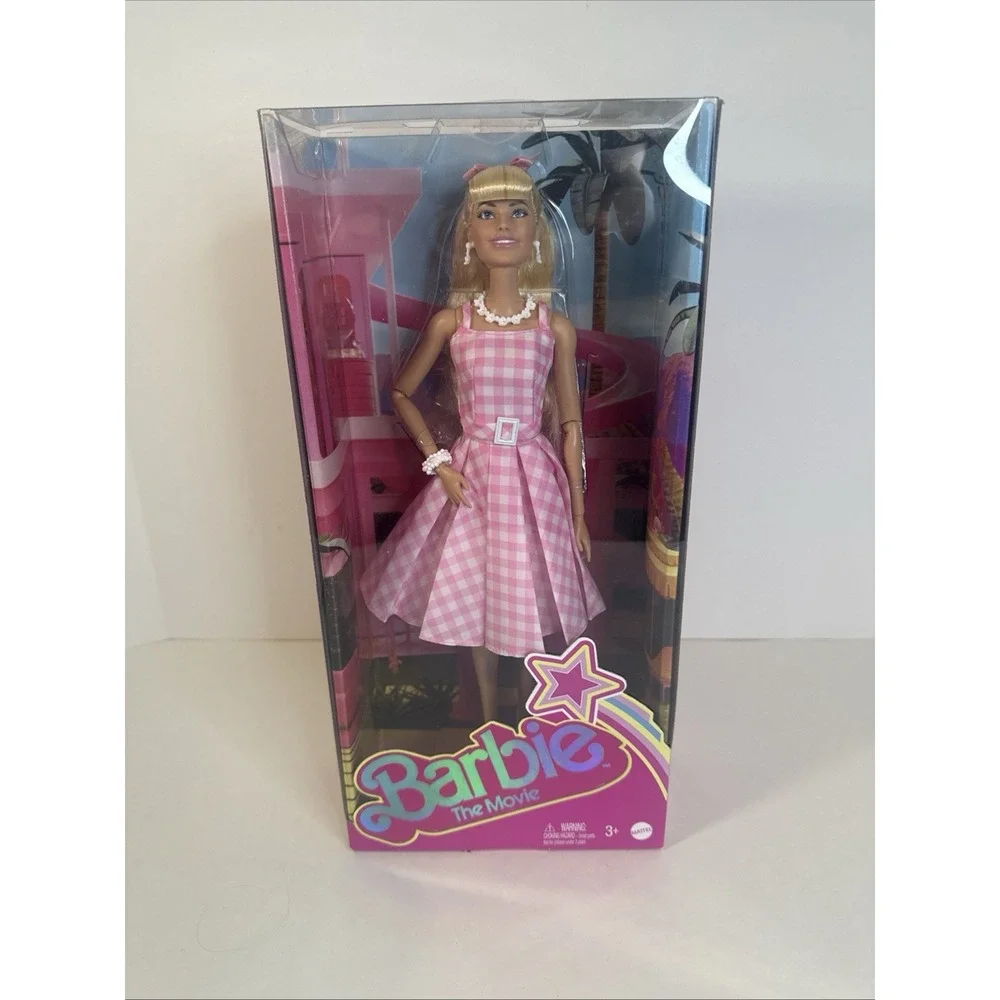 Barbie The Movie Margot Robbie Pink Gingham Dress Doll Brand New HPJ96. BNIB